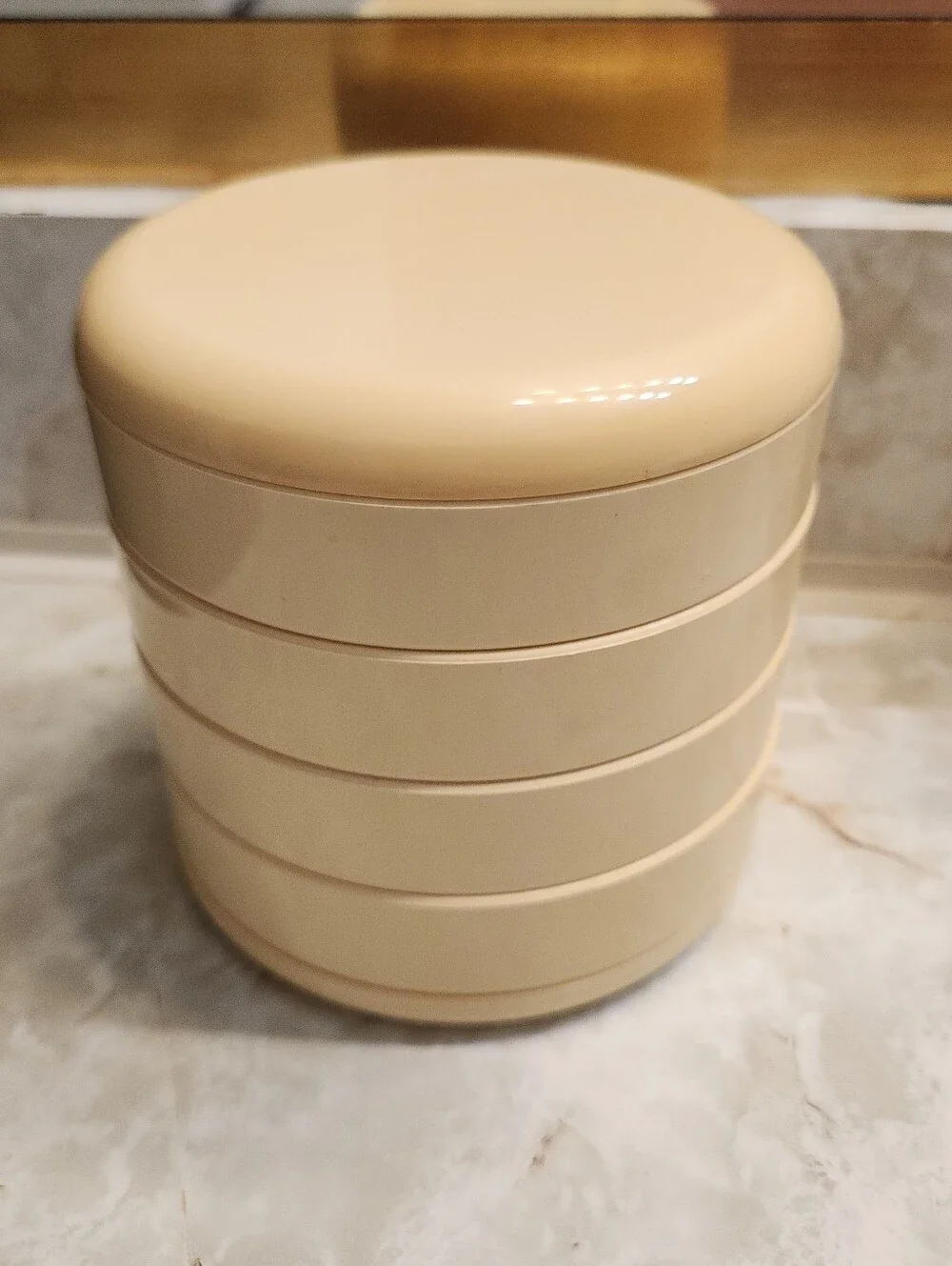 Vintage Interdesign Swivel Organizer Jewelry 70s 80s Cream Butter Yellow